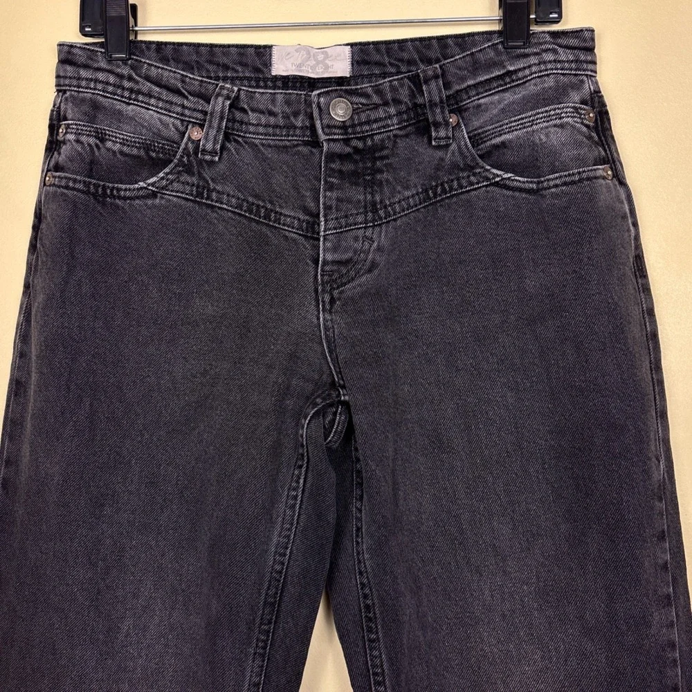 FREE PEOPLE We The Free Yoke Straight Leg Jeans Washed Black Women Size 28 Denim
